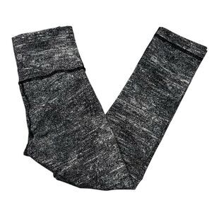 Lululemon Wunder Under Crop‎ (Hi-Rise) *21" Leggings Rush Jacquard Black White 2